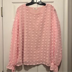 Pink Pom Pom Chiffon Blouse XXL